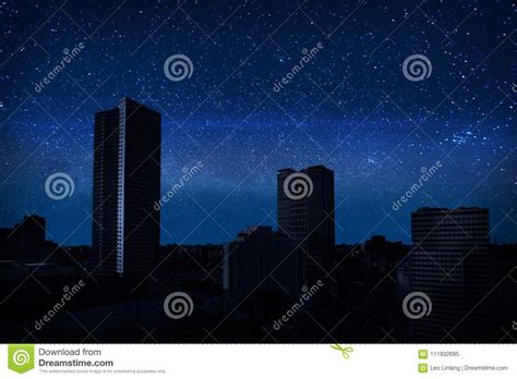 Sky Full Of The Stars On The Dark City Stock Image Image