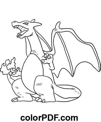 Charizard Snarling Coloring Pages And Books In Pdf