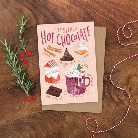 Festive Hot Chocolate Recipe Christmas Card By Emily Nash Illustration