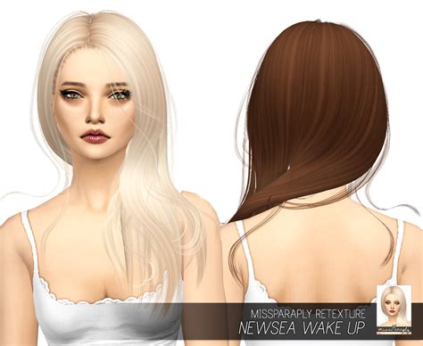 Sims 4 Hairs Miss Paraply Newsea`s Wake Up Hair Retextured
