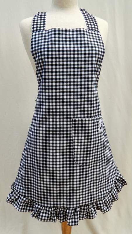 Black And White Gingham Bib Style Apron Available In Child And Baby