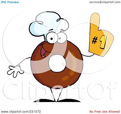 Royalty-Free (RF) Clipart Illustration of a Donut Character Wearing A Chef Hat And Wearing A ...