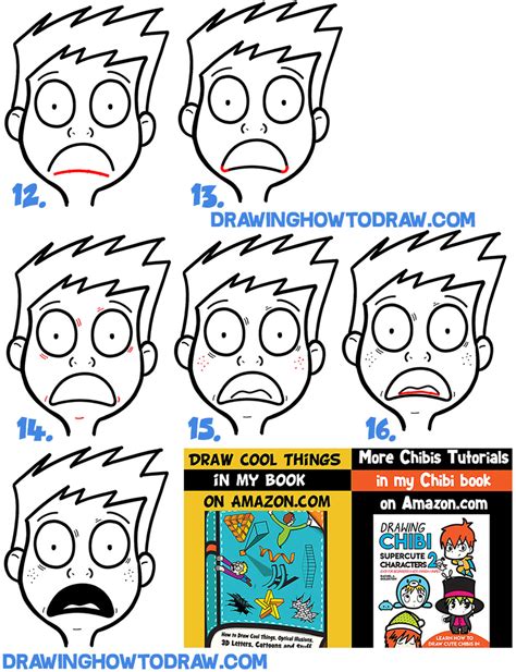 How To Draw Cartoon Facial Expressions Scared Petrified Afraid