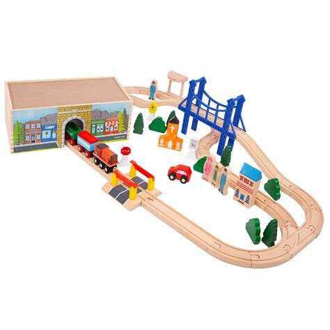 Mua Orbrium Toys 52 Pcs Deluxe Wooden Train Set With Dual Use Storage