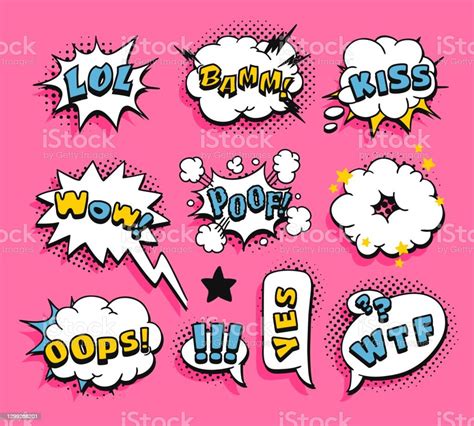 Pop Art Speech Bubble Drawing With Text Cartoon Style Vector Collection