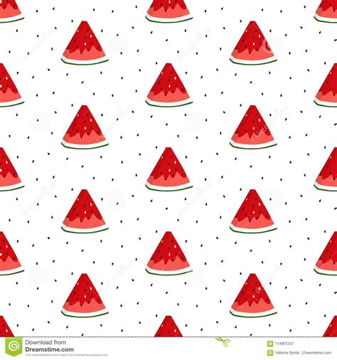 Bright Seamless Pattern With Watermelon Slices Vector Background Stock