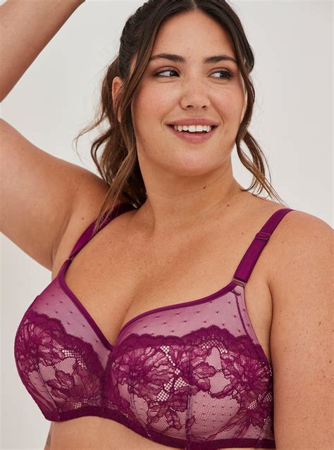 Plus Size Full Coverage Balconette Lightly Lined Dot Lace 360° Back