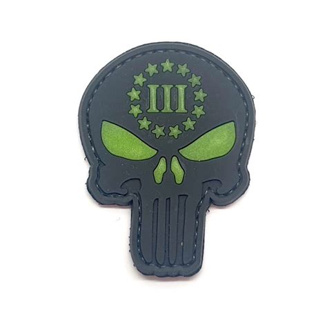 Punisher Skull 3 Percenter Black Pvc Patch 056 Airsoft Direct
