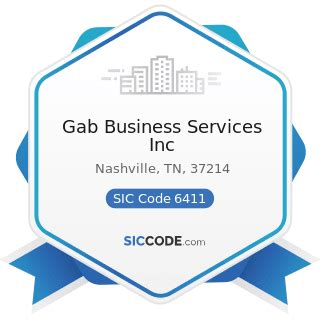 Some small business sic code classifications can result in you paying higher premiums for your business insurance. Gab Business Services Inc - ZIP 37214, NAICS 524291