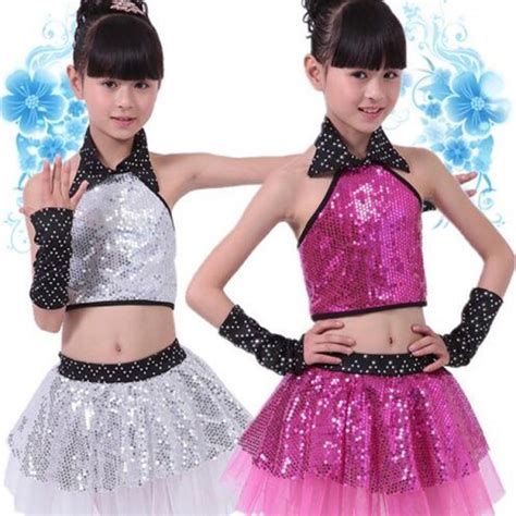 Kids Jazz Dance Dresses Children Sequin Dance Modern Dance Costume