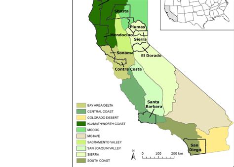 Study Area Map With Sampling Counties And Bioregions Of California