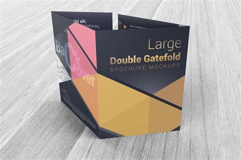 Large Double Gate Fold Brochure Mockups 41675 Mock Ups Design Bundles