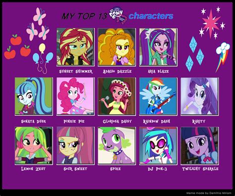 My Top 13 Equestria Girls Characters By Iris5263 On Deviantart