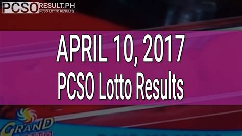Daily, a huge part of the populace is taking chances by playing lotto games. PCSO Lotto Results April 10, 2017 (6/55, 6/45, 4D ...