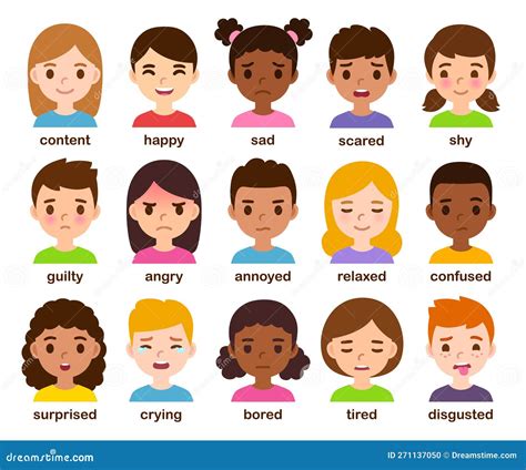 Cartoon Children With Different Emotions Stock Vector Illustration Of