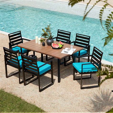 Vicllax 57 Pcs Patio Dining Set Outdoor Metal Table And Dining Chair