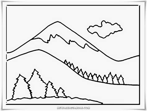 Contoh Gambar Mewarnai Gunung Merapi Kataucap