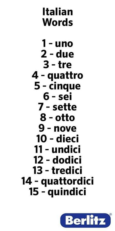Numbers Italian Vocabulary Italian Grammar Italian Phrases Italian