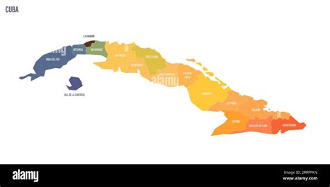 Cuba Political Map Of Administrative Divisions Provinces Colorful