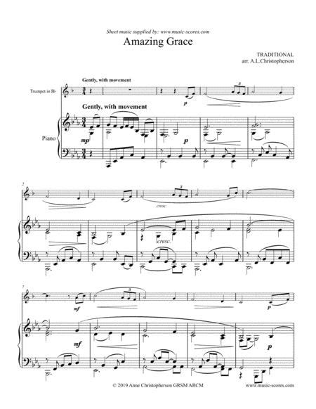Amazing Grace Trumpet And Piano By Traditional Digital Sheet Music