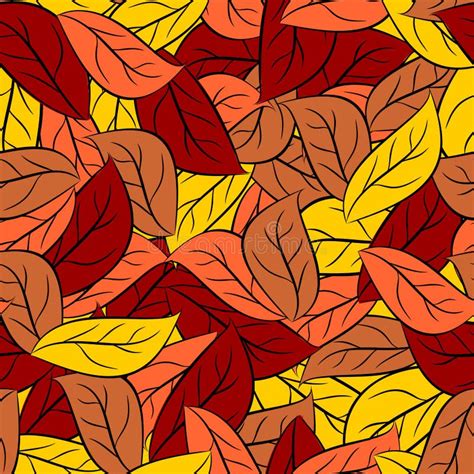 Autumn Texture Of Leaves Of Trees Vector Seamless Pattern Foli Stock
