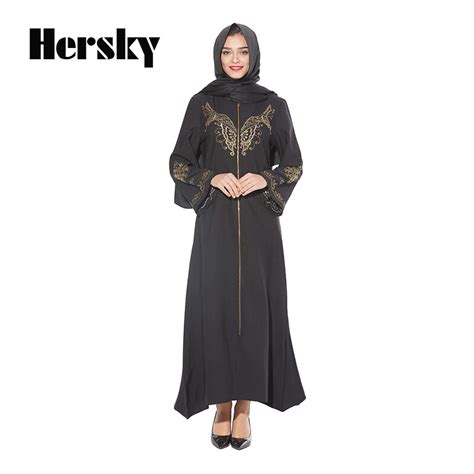 new butterfly embroidery black abaya muslim diamond dress women islamic