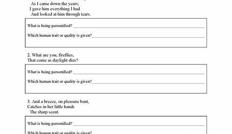 Personification Worksheet 8 | Figurative Language Activity
