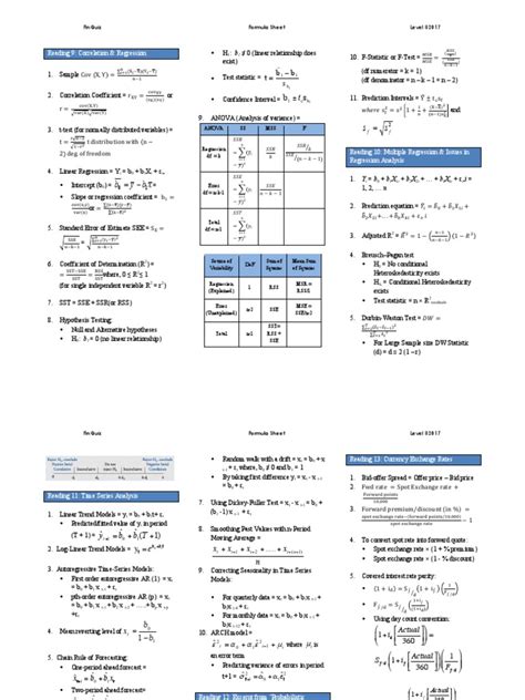 Cfa Level 2 Formula Sheet F