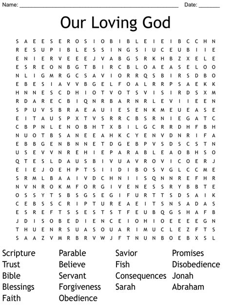 Our Loving God Word Search Wordmint
