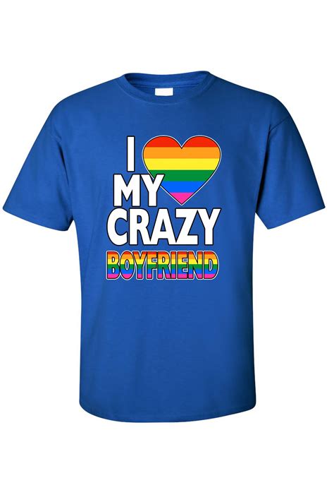 Shore Trendz Unisex Lgbt I Love My Crazy Boyfriend Gay Pride Short