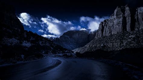 Zion National Park 4k Wallpaper Road Night Rocks Dark 5k 8k