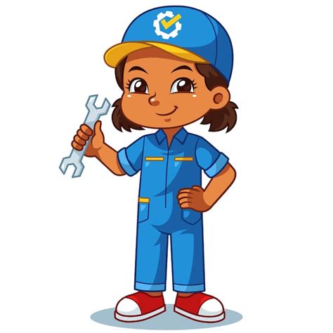 Premium Vector Mechanic Girl Holding Wrench Ready To Fixing