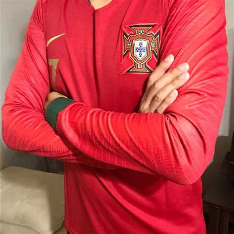 Nike Shirts Portugal Ronaldo Mens Home Red Long Sleeve Jersey