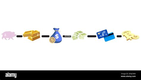 Evolution Money Cash Development Exchange To Card And Bitcoin Vector