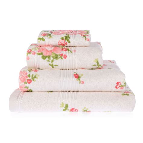 rose floral printed 100 cotton face hand bath towel bath sheet white cream ebay