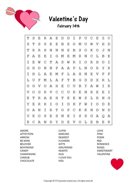 Valentine Puzzle Printables Printable Word Searches
