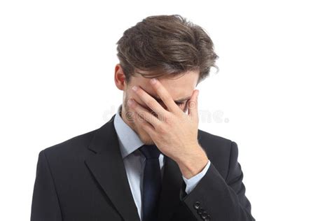 Worried Or Ashamed Man Covering His Face With Hand Stock Photo Image