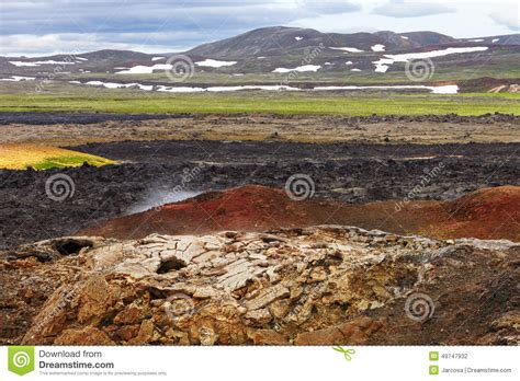 Lava Fields Leirhnjukur Volcano Iceland Stock Photo Image Of