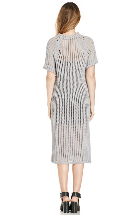 Sheer Knit Caged Dress In Grey Dailylook