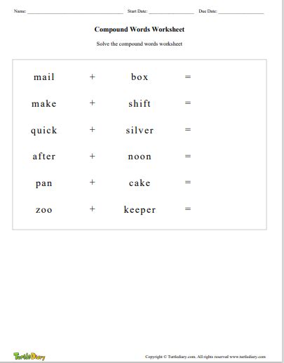 3rd Grade Compound Words Worksheets Turtle Diary