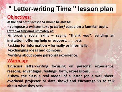 Letter Writing Lesson Plan