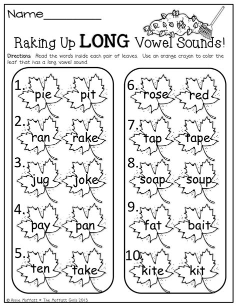 Long Vowel Worksheet For Grade 1