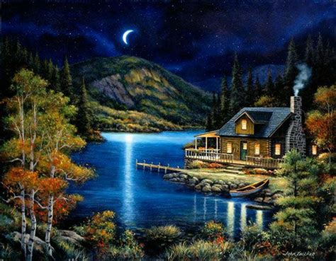 Moonlit Cabin Via Northwoods Room Pinterest