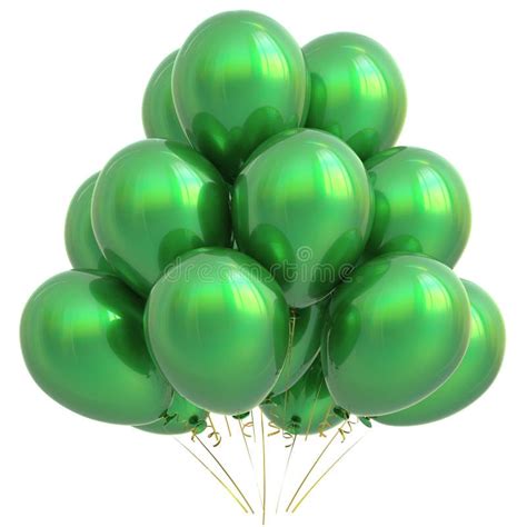 Green Balloon Party Happy Birthday Decoration Stock Illustration