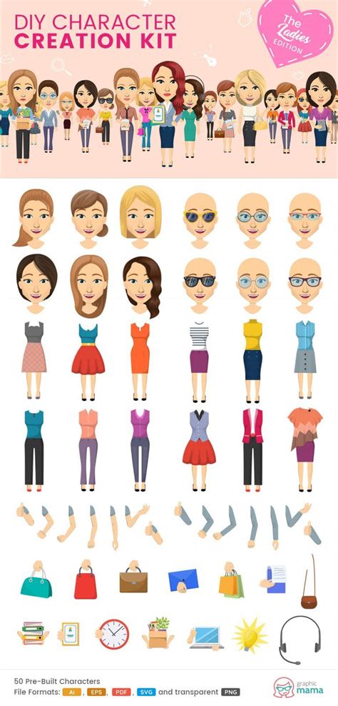 Anime character maker (girl) remix #1 by draw4life2015. 40+ DIY Vector Kits to Create Your Own Character in Adobe ...
