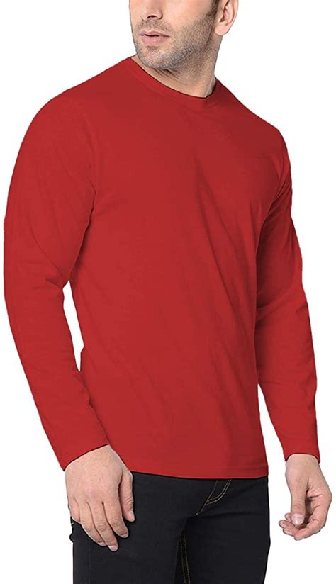 Mens Red Long Sleeve T Shirt Round Neck Red Shirt In Australia