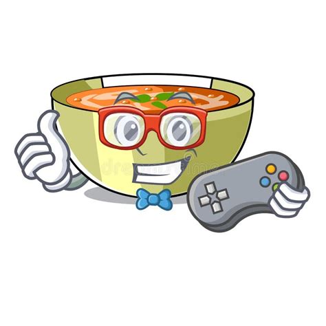Gamer Lentil Soup On Character Wooden Table Stock Vector Illustration