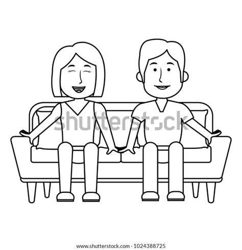 couple sitting on couch stock vector royalty free 1024388725 shutterstock