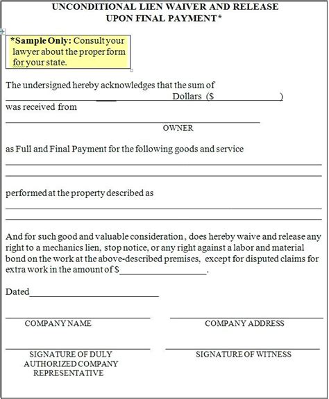 Printable Release Of Lien Form Florida Printable Forms Free Online
