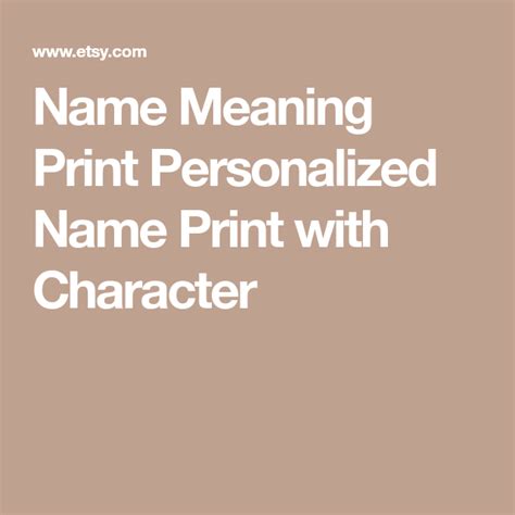 Name Meaning Print Personalized Name Print With Character Names With